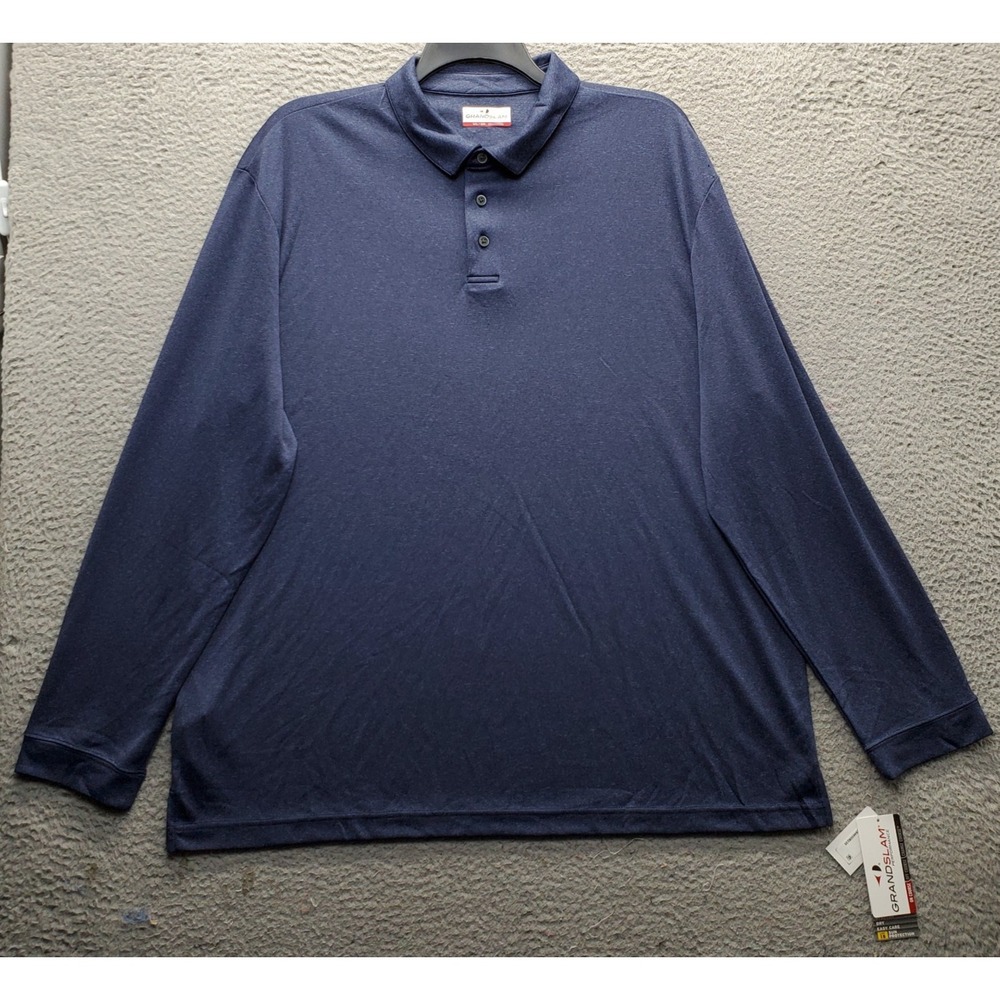 Grand Slam Golf Polo Shirt Mens XXL Blue Long Sleeve Performance Stretch UPF 15+